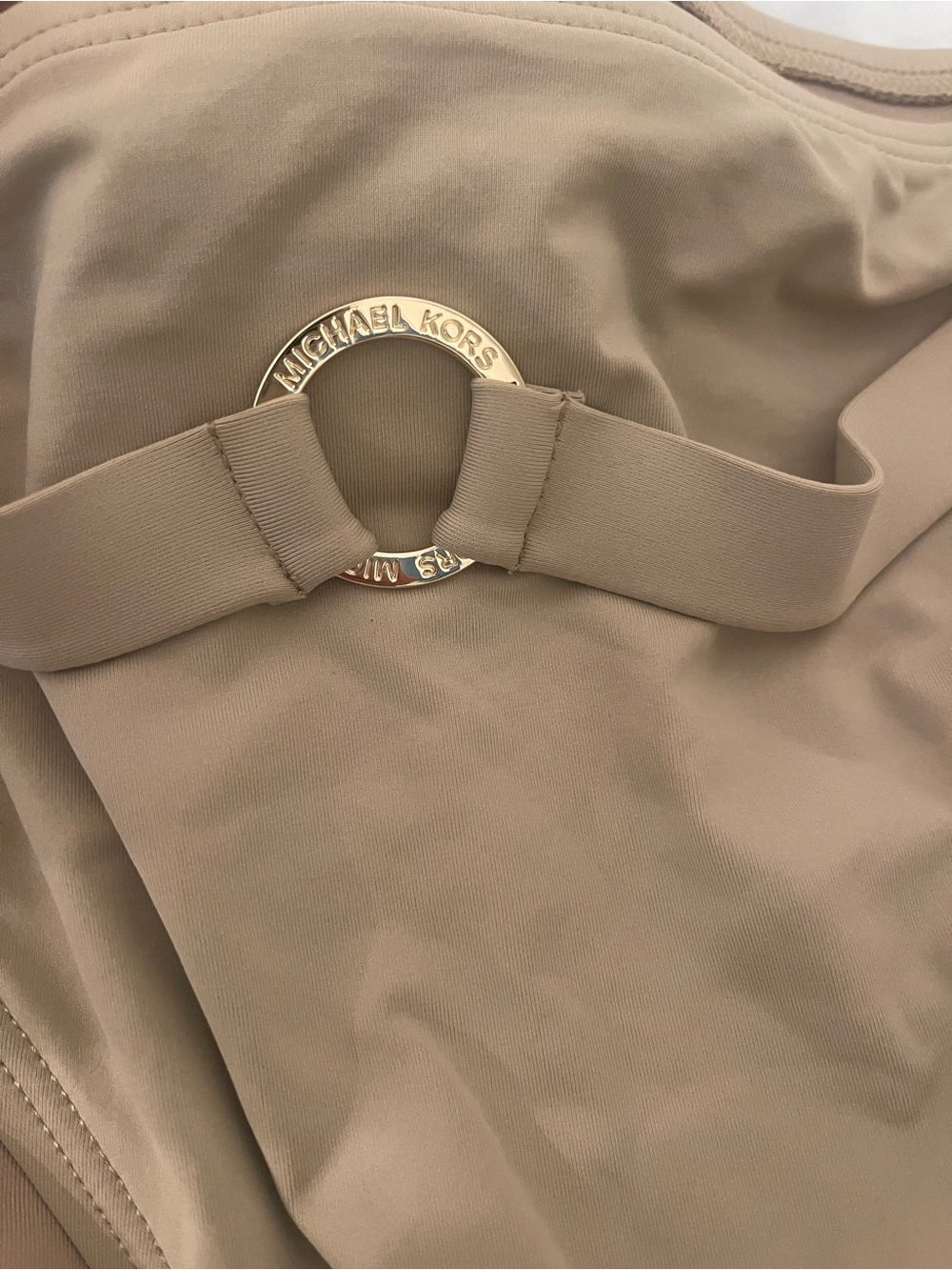 Michael Kors Tan Belted Coat with Gold Ring Detail